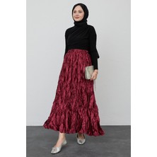 inStyle Incili Saten Kraş Bordo Etek