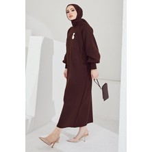inStyle Mina Balon Kol Triko Elbise - Acı Kahve