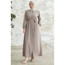 inStyle Kemerli Petek Kumaş Bej Ferace