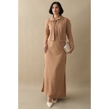 inStyle Incili Bolerolu Camel Triko Takım