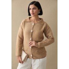 inStyle Boncuk Cep Detaylı Camel Hırka