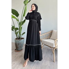 inStyle Kolu Kat Detay Biyeli Siyah Ferace