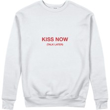 The Lucid Lab Kiss Now Talk Later Sweatshirt - Beyaz