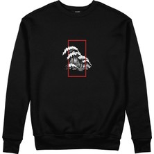 The Lucid Lab Perspektif Kanagawa Dalgası Sweatshirt - Siyah