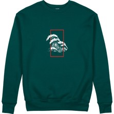 The Lucid Lab Perspektif Kanagawa Dalgası Sweatshirt - Koyu Yeşil