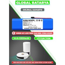 Global Batarya Homend Alex Laser Power 1284H Uyumlu Akıllı Robot Süpürge Bataryası 14.4V 5200MAH Li-Ion Pil (Orijinal Kapasite)