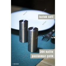 Feyza Design Paslanmaz Çelik Tuzluk ve Karabiberlik Seti, 2'li, Şık ve Dayanıklı