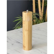 Feyza Design Doğal Bambu Yuvarlak Değirmen, Şık ve Dayanıklı Baharat Öğütücü