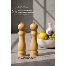 Feyza Design Bambu Gövdeli 2’li Baharat Öğütücü Seti, Şık ve Kullanışlı Tasarım