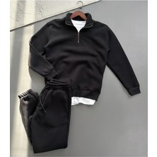 Insane Minds Oversize 3 Iplik Yarım Fermuarlı Kalın Polarlı Alt Üst Takım, 2'li Set