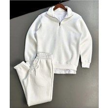 Insane Minds Oversize 3 Iplik Yarım Fermuarlı Kalın Polarlı Alt Üst Takım, 2'li Set