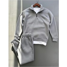 Insane Minds Oversize 3 Iplik Yarım Fermuarlı Kalın Polarlı Alt Üst Takım, 2'li Set