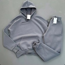 Insane Minds 3 Iplik Pamuklu Kumaş Kışlık Unisex Oversize Kadın Erkek Uzun Kol Alt-Üst Eşofman Takım