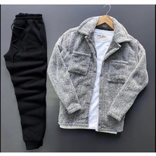 Insane Minds Peluş Gri Gömlek-Siyah Alt Eşofman Altı.