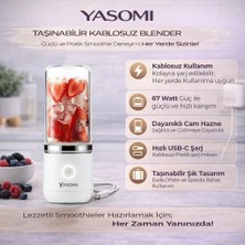 Yasomi Taşınabilir Kablosuz Şarjlı Cam El Blenderi Beyaz