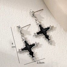Dükkan Design Black Star Cross Yıldızlı Haç Küpe