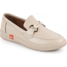 Libero L075.1125 Hakiki Rugan Deri Tokalı Esnek Kauçuk Taban Kadın Loafer Ayakkabı