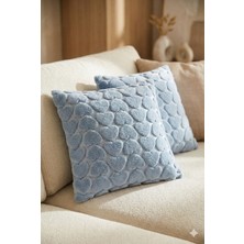 2'li Peluş Kalp Desenli Kırlent Kılıfı 45X45 cm | Fermuarlı Dekoratif Yastık Kılıfı