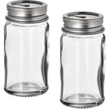 Feyza Design Şeffaf Cam ve Paslanmaz Çelik Tuzluk ve Karabiberlik Seti, 8 Cm, 2 Adet
