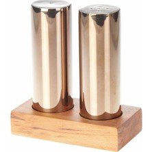 Feyza Design Büyük Yuvarlak Tuzluk Takımı, Şık Bakır Renkli 2'li Set