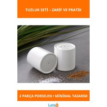 Feyza Design Şık Beyaz Porselen Tuzluk Seti 2'li Takım