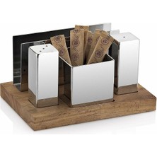 Feyza Design Dörtlü Kare Tuzluk Takımı, Zarif ve Modern Mutfak Aksesuarı