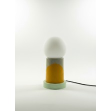 Biton Design Horizon Çok Renkli Silindir Gövdeli Küre Camlı Beton Masa Lambası