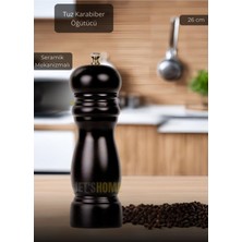 Feyza Design Ahşap Karabiber ve Tuz Değirmeni, Kalınlık Ayarlı, Seramik Bıçak, 26 cm