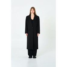 Thalure Kadın Siyah Oversize Uzun Ceket