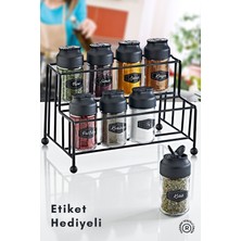 Feyza Design Metal Standlı 8'li Cam Baharatlık Seti, Şık ve Kullanışlı Baharat Düzeni