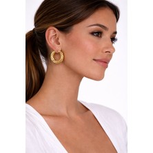 db DİLEK BAŞ TASARIM Burgu Detaylı Çelik Halka Küpe