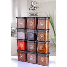 Feyza Design 12'li Moly Dikdörtgen Saklama Kabı Seti 2000ML, Kapaklı, Çoklu Set