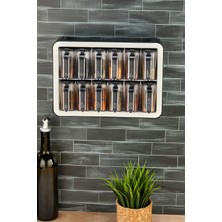 Feyza Design 12 Li Standlı Kendinden Yapışkanlı Kapaklı Kulplu Baharatlık Takımı, Siyah