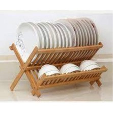 Feyza Design Bambu Bulaşık Sepeti ve Tabaklık 42 Cm, Doğal ve Şık Tasarım