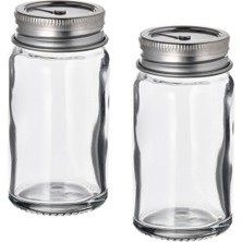 Feyza Design Şeffaf Cam ve Paslanmaz Çelik Tuzluk ve Karabiberlik Seti, 8 Cm, 2 Adet