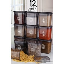Feyza Design 12'li Moly Dikdörtgen Erzak Saklama Kabı Seti, 2000ML, Kapaklı, Çoklu Set