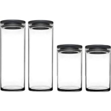 Feyza Design Vakumlu Cam Kavanoz Seti, 4'lü, 2 Boy, Erzak Saklama Kabı