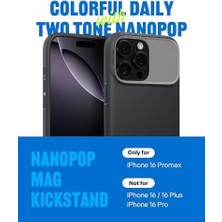 Skygo 16 Pro Max ile Uyumlu Silikon Magsafe Kılıf Pop Mag Stand'lı Hava Kanalı Teknolojisi™ Askeri Sınıf Koruma Sesame Kaymaz Kapak - ACS08057