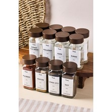 Feyza Design Akasya Görünümlü 12'li Baharatlık Seti, 120ML ve 30 Etiketle