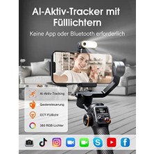 Skygo Isteady M6 Kit 3 Eksenli Cep Telefonu Stabilizatörü, Manyetik Aı Izleyicili Gimbal Akıllı Telefon, Ayarlanabilir Cct/rgb Dolum Işığı, 0,91 Inç OLED Ekran, Maks. Taşıma Kapasitesi 400 G, Volgging