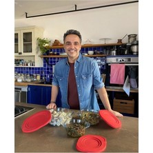 Feyza Design 3'lü Borcam Saklama Kabı Seti, Kırmızı Kapaklı, Güvenle Saklama