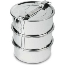 Feyza Design Paslanmaz Çelik Sefer Tası, Dayanıklı ve Şık, 3 Bölmeli Tasarım