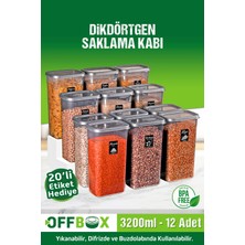 Feyza Design 12 Adet 24 Parça 3,2 Litre Dikdörtgen Saklama Kabı Seti + 20 Etiket