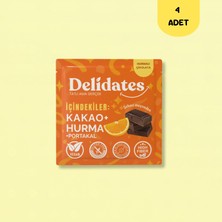 Portakallı Hurmalı Bitter Çikolata | Şekeri Meyveden x 4 Adet