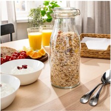 Feyza Design 1 Litre, 23 Cm, Hava Sızdırmaz, Kilitli, Kapaklı Cam Kavanoz