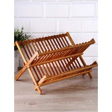 Feyza Design Bambu Ahşap Katlanır Tabaklık ve Bulaşıklık, Şık ve Pratik Tasarım