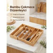 Feyza Design Büyük Boy Bambu Çok Bölmeli Çekmece Organizeri, Ayarlanabilir Kaşıklık