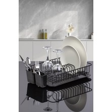 Feyza Design Modern Siyah Tek Katlı Tabaklık ile Şık ve Kullanışlı Mutfak Düzeni