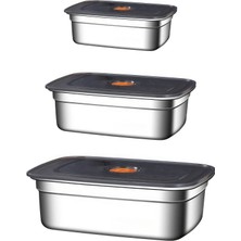 Feyza Design 3'lü Çelik Saklama Kabı Seti, Farklı Boyutlar, Dayanıklı ve Şık Tasarım