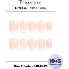 Takma Takma 15'li Ten Rengi Kısa Balerin KBLK1539FK Tekrar Kullanılabilir El Yapımı Protez Takma Tırnak - Ten Rengi-M